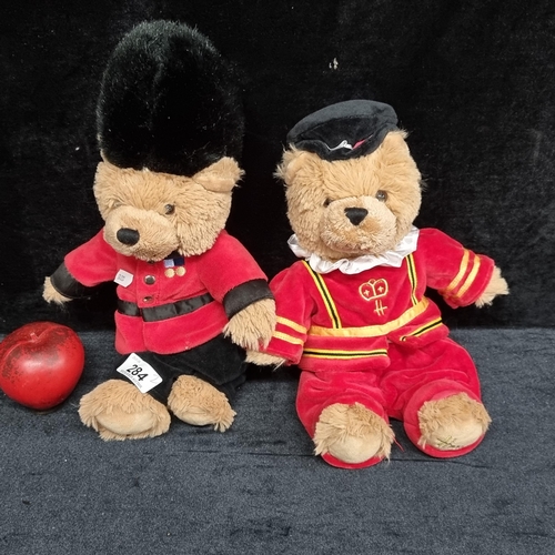 284 - Two Harrods Teddy Bears. One in Beefeater costume and the other dressed as the King's guard with bea... 