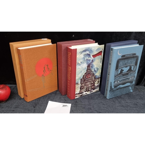 291 - Three fantastic Folio Society hardback books in slipcases, including John Steinbeck's 