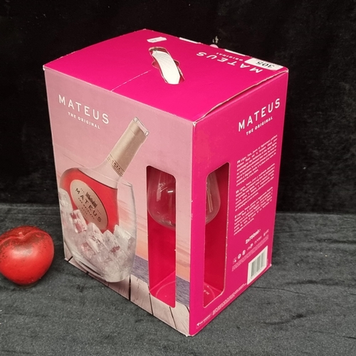 305 - Two 750ml bottles of Mateus Rose wine held in original gift box with a pair of stemmed wine glasses.... 