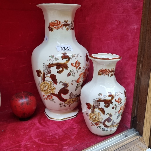 334 - Two pretty Mason's Ironstone vases in the Brown Velvet design. In two different sizes. In very good ... 