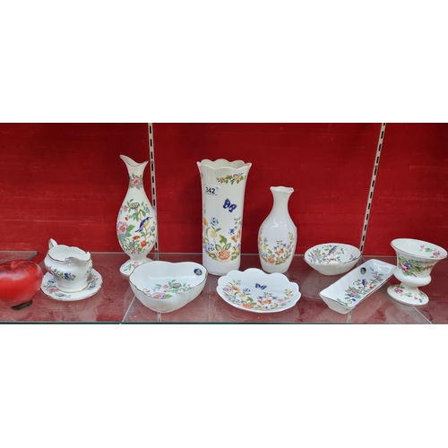 342 - A lovely collection of nine ceramic items with multiple examples from Aynsley. Including vases and r... 