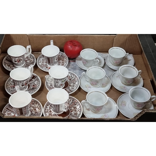 376 - Two lovely tea sets with 12 pieces each. Comprising of handmade teacups and saucers from Greek examp... 