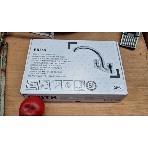 386 - A brand new Edith deck kitchen mixer tap. With original packaging and instructions. With RRP of €53 ... 