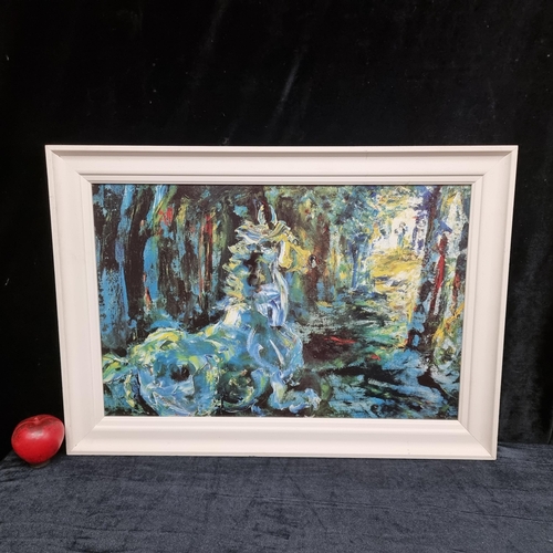 81 - A quality print on canvas of a Jack B Yeats painting titled 'For the Road'. Housed in a contemporary... 