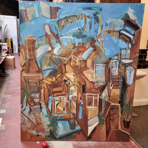 548 - Star Lot: A dynamic and very large original Emma Connolly (Irish, contemporary) oil on canvas painti... 