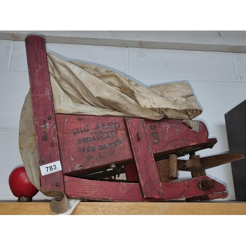 783 - A great example of a vintage The Aero Recd Broadcast P.L.K. seed sower / fiddle. With seed sack and ... 