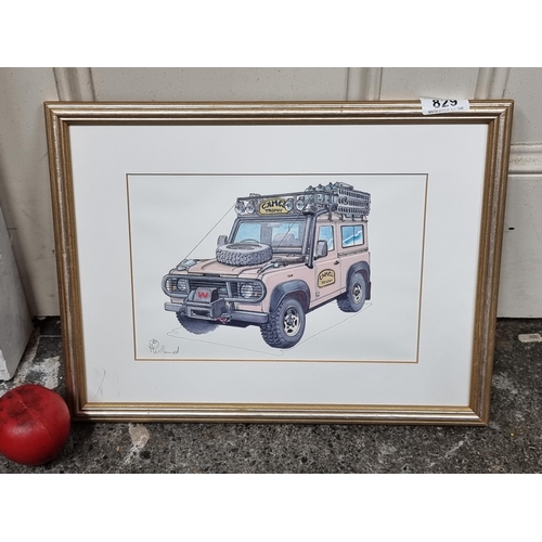 829 - A high quality print of a painting originally by cartoonist and Land Rover enthusiast, Pete Wilford.... 