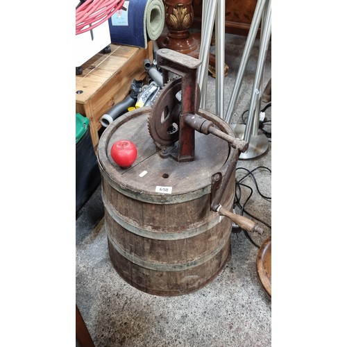 658 - Star Lot : A stunning large 19th Century wooden hand turn butter churn.