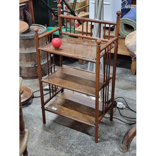 666 - Star Lot : A stunning early 20th Century root bamboo three tier shelf.  From the fabulous stately Mo... 