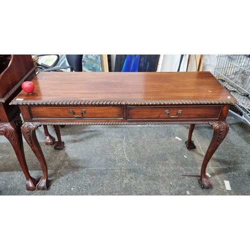 840 - Star Lot A fabulous late Victorian Chippendale style console table / desk with pie crust edge, cabri... 