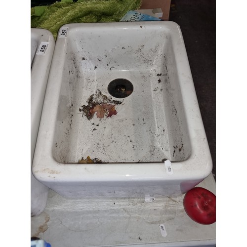 857 - A super neat size heavy antique rectangular ceramic butler's sink. In lovely condition. Great for an... 