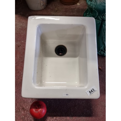 843 - A super neat size heavy antique rectangular ceramic butler's sink. In lovely condition. Great for an... 