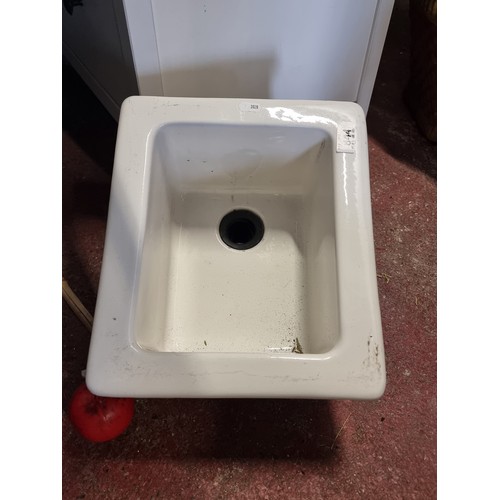 844 - A super neat size heavy antique rectangular ceramic butler's sink. In lovely condition. Great for an... 