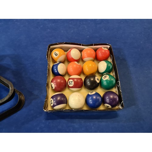 842 - A 6 x 3ft. feet Wooden pool table with black ash wood surround. With a full set of pool balls and 2 ... 