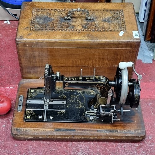 271 - Star Lot : A truly magnificent antique Frister & Rossmann high arm TS variant 3 sewing machine seria... 