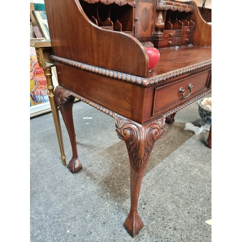 836 - Star Lot: A magnificent late Victorian Chippendale style mahogany writing bureau / desk / escritoire... 