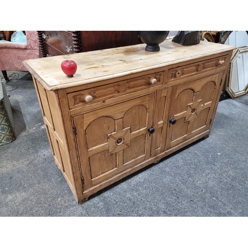 677 - Star lot : A fantastic handmade solid golden pine sideboard. Superb detail and craftsmanship shown t... 