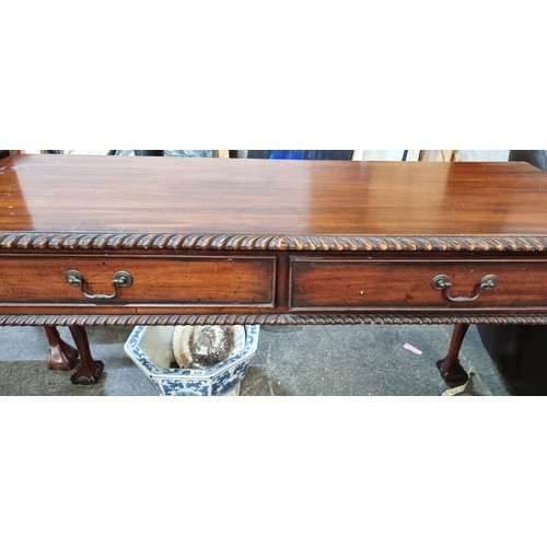 840 - Star Lot A fabulous late Victorian Chippendale style console table / desk with pie crust edge, cabri... 