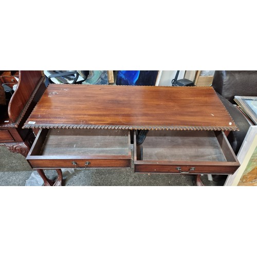 840 - Star Lot A fabulous late Victorian Chippendale style console table / desk with pie crust edge, cabri... 