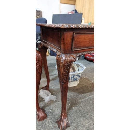 840 - Star Lot A fabulous late Victorian Chippendale style console table / desk with pie crust edge, cabri... 