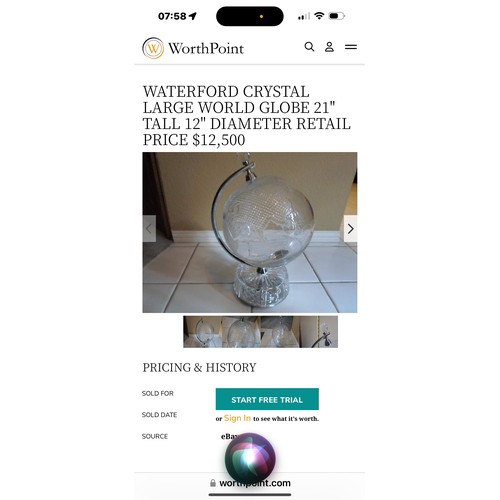 838 - Super Star Lot : An amazing Large Waterford Crystal World Globe, One of the most expensive pieces Wa... 