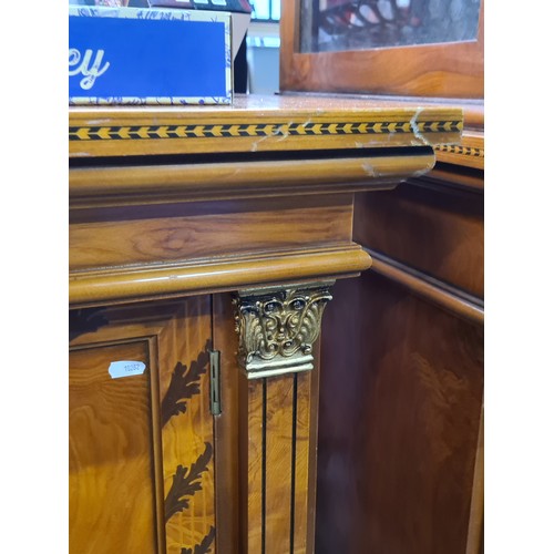 693 - Star Lot : A superb quality Victorian style burr walnut inlaid credenza boasting a beautiful walnut ... 