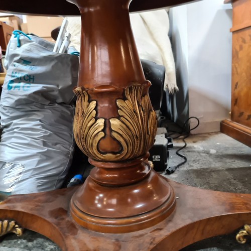 689 - Star Lot : A stunning and large Satinwood  round table with string inlay, marquetry and parquetry to... 