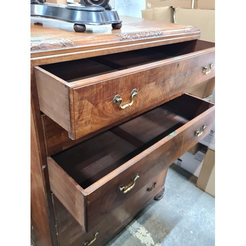 636 - Star Lot : A superb Georgian style mahogany chest of six drawers featuring beautiful brass drop leaf... 