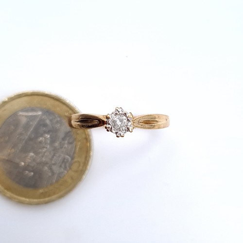 482 - Star Lot : An attractive diamond ring set in a crown mount set in 9K gold, ring size M, weight 1.23 ... 