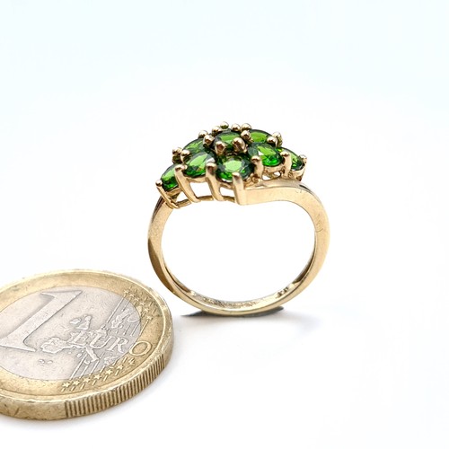 487 - A Russian 9ct Gold  diopside multi stone ring, size K 1/2, weight 2.17 grams.