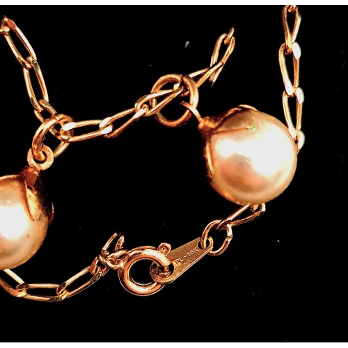 864 - A gold plated twin pearl necklace with 10K stamped to clasp, length of chain 48cm, boxed. Old new st... 