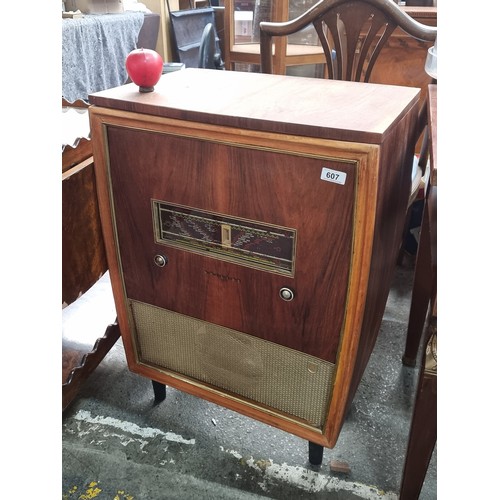 607 - A fabulous vintage Philips walnut cased radiogram converted to a super stylish drinks cabinet.