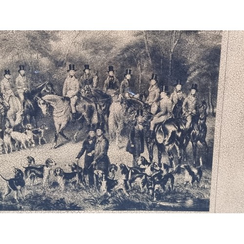 311 - A very large pair of antique prints featuring hunting scenes titled 