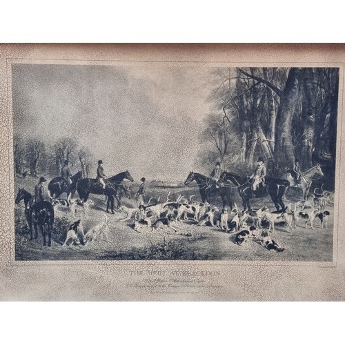 311 - A very large pair of antique prints featuring hunting scenes titled 