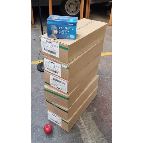 411 - Six large boxes each containing approx. Correction sorry 50 x 6 boxes so 300 masks total.  Facemate ... 