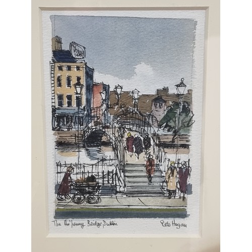 533 - Star Lot : A delightful pair of original Pete Hogan (Dublin, contemporary) watercolour and ink on pa... 