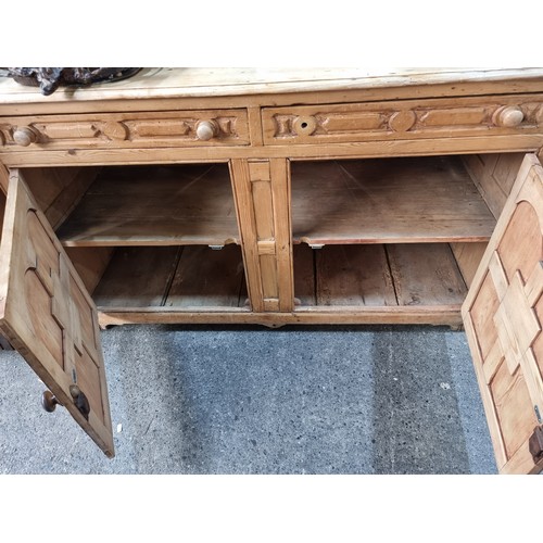 677 - Star lot : A fantastic handmade solid golden pine sideboard. Superb detail and craftsmanship shown t... 