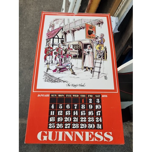 121 - A super retro Guinness branded wall calendar dating to 1976 featuring comical illustrations by Noel ... 