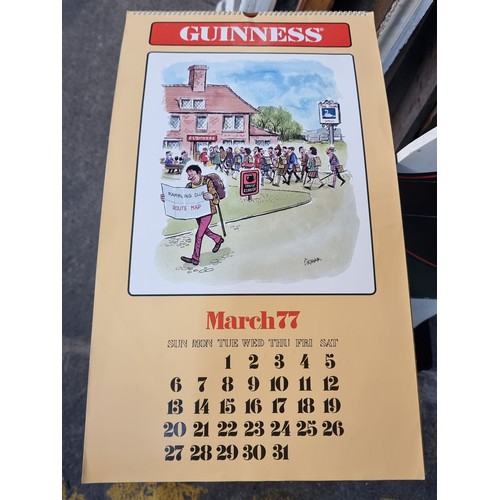 120 - A super retro Guinness branded wall calendar dating to 1977 featuring comical illustrations by T. Gr... 