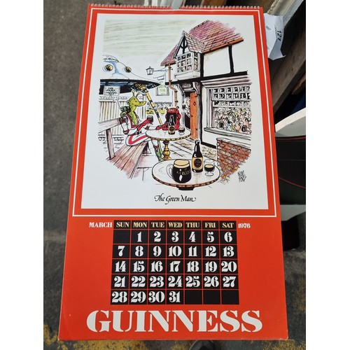 121 - A super retro Guinness branded wall calendar dating to 1976 featuring comical illustrations by Noel ... 