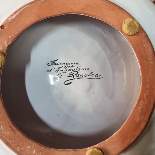 130 - A vintage French made terracotta Jas Hennessy & Co. Cognac ashtray made by Faiencerie D'art D'angoul... 