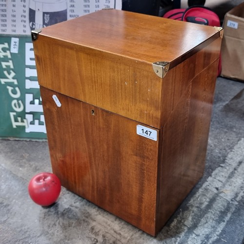 147 - A fabulous J&F Martell portable bar comprising of a handsome wooden case with notches holding a Henn... 