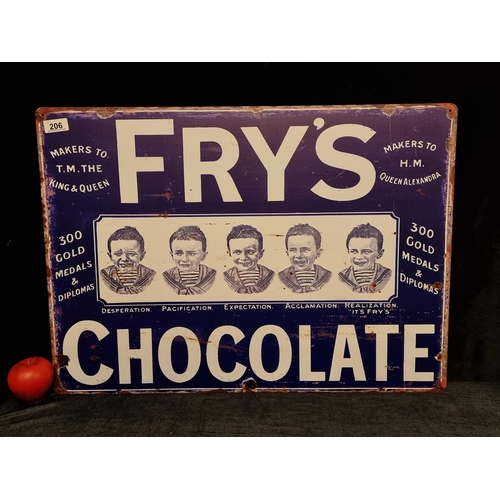 206 - A large metal advertising sign for the iconic Fry's Chocolate. The Many faces of Fry's.