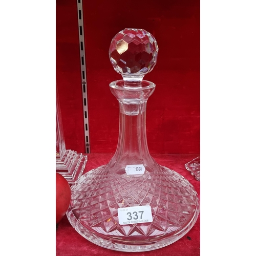 337 - A handsome Waterford Crystal ships decanter with stopper.