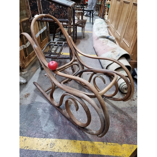 405 - A wonderful antique bentwood rocking chair frame. From the stables of Montebello house, Kiliney.