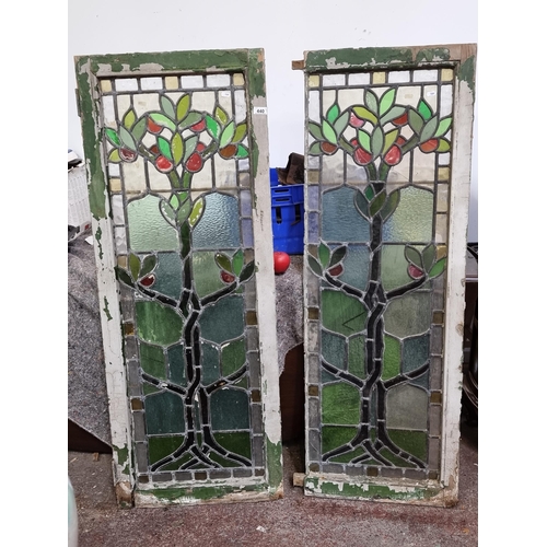 440 - Star Lot. A fantastic pair of large Victorian arts and crafts stained glass windows featuring a beau... 