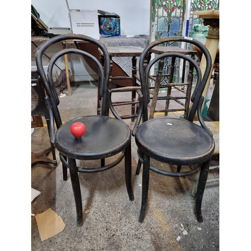 444 - A pair of late 19th century  antique bentwood chairs. Provenance:   From the kitchen of the amazing,... 