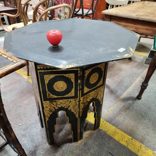 453 - Star Lot : A stunning late 19th Century Chinoiserie octagonal lacquered folding side table.  From th... 