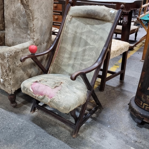 481 - A fabulous Edwardian chair in the form of a ships deck chair. From the attic of the amazing, Montebe... 