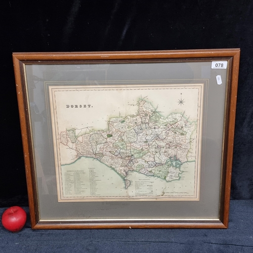 78 - An antique print of a map of Dorset dating to 1831, published by Henry Teesdale. Housed in a wood an... 